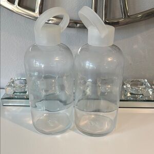 Clear Glass Water Bottles with White Caps